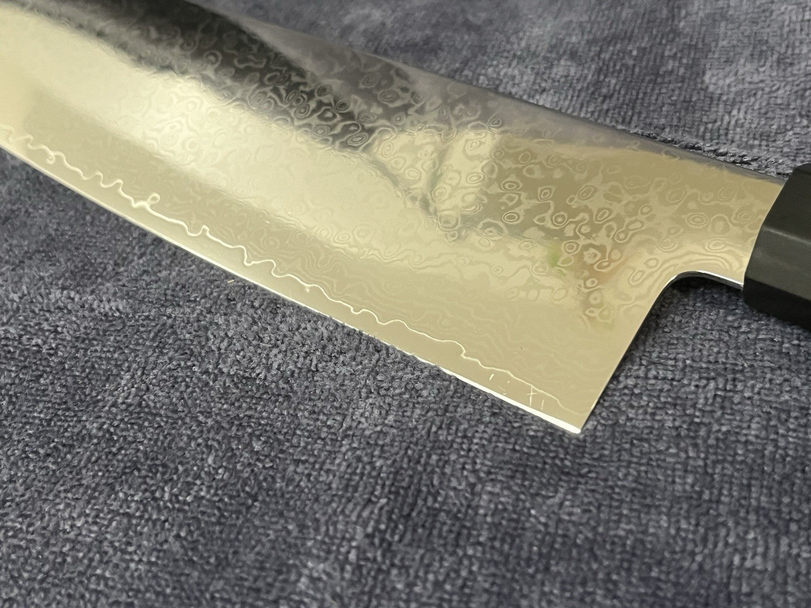 7" Kiritsuke Nakiri Chef Knife Damascus Pattern 9Cr18 Steel Mirror Polished G10