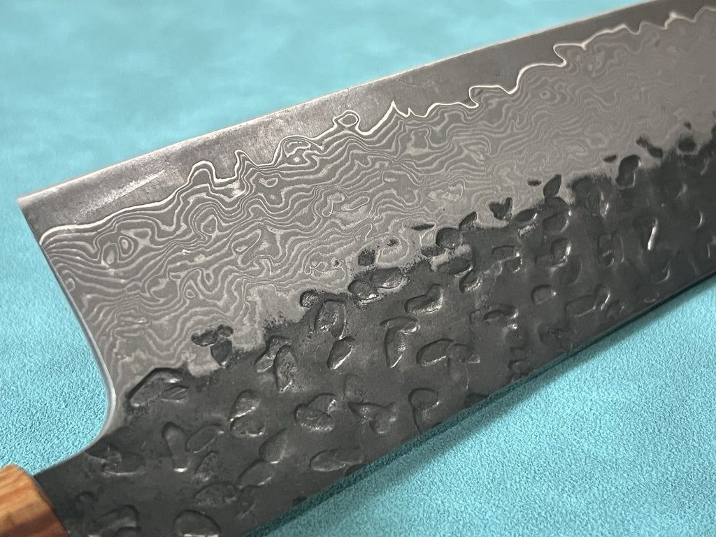 7" VG10 Damascus Nakiri Knife Hammered Japanese Cleaver Octagonal Wood Handle