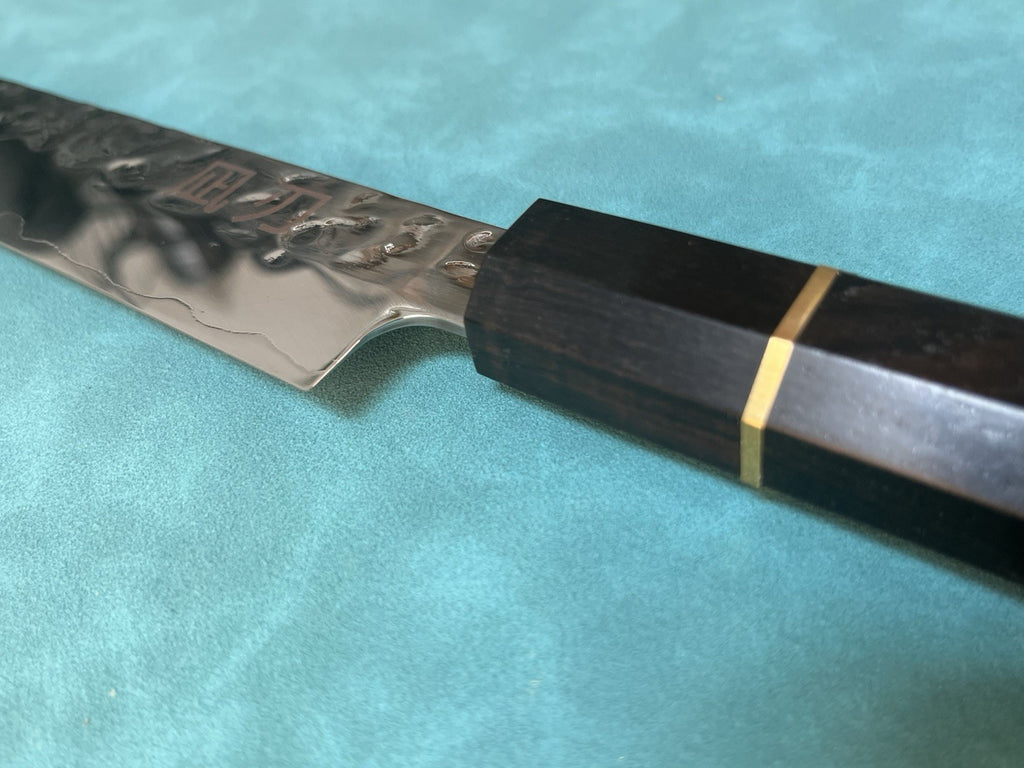 10.5 In 270mm Sujihiki Slicer Knife Hammered 10Cr Stainless Ebony Wa Handle Saya