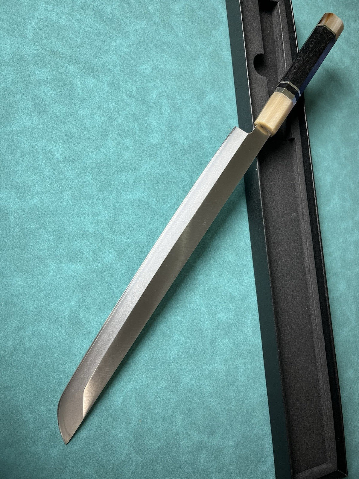 12" 300mm Sakimaru Takohiki Sushi Knife 10Cr Steel Double Horn Ebony Handle