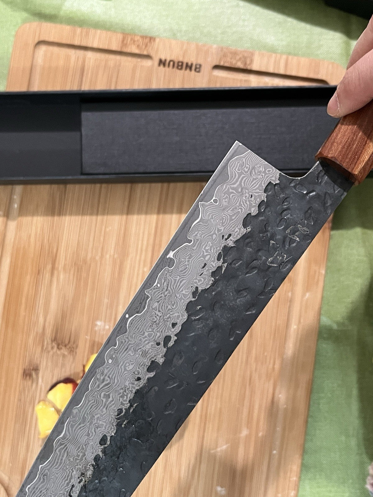 8" 210mm Kiritsuke Chef Knife Acid Etched Damascus VG10 Octagonal Wa Wood Handle