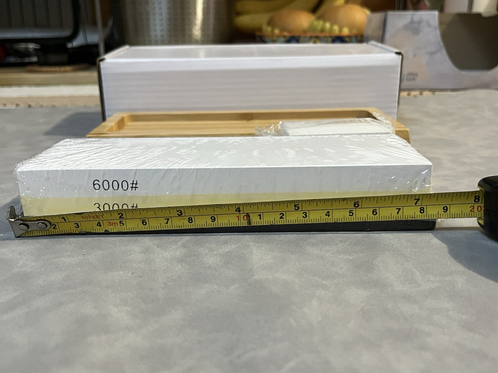 Whetstone 3000/6000 Knife Sharpening Stone Splash & Go Finishing Kit Bamboo Base