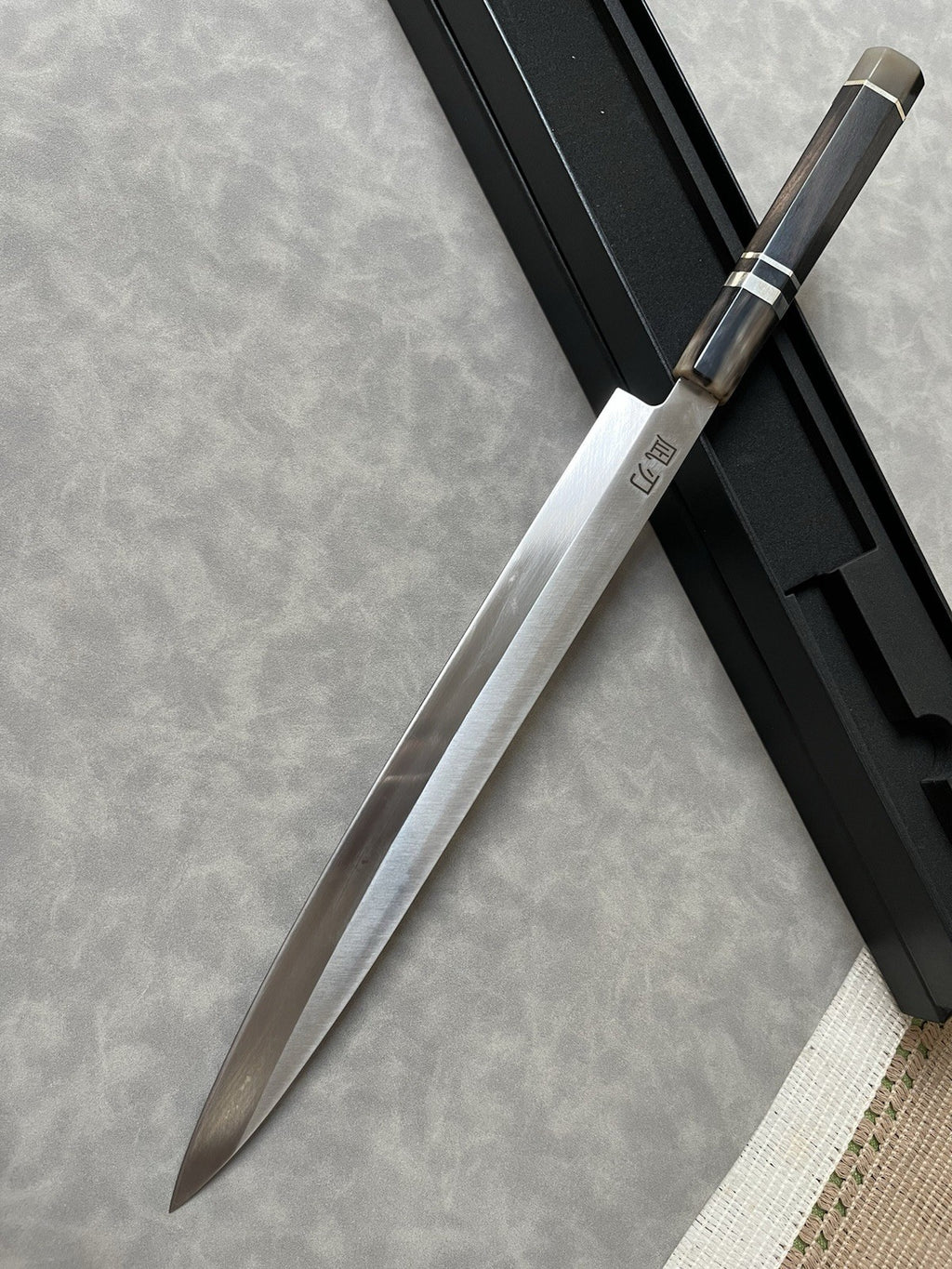 NAGIBA Yanagiba Sashimi Knife 300mm 12" 10Cr15 Clad Ebony Buffalo Horn Handle