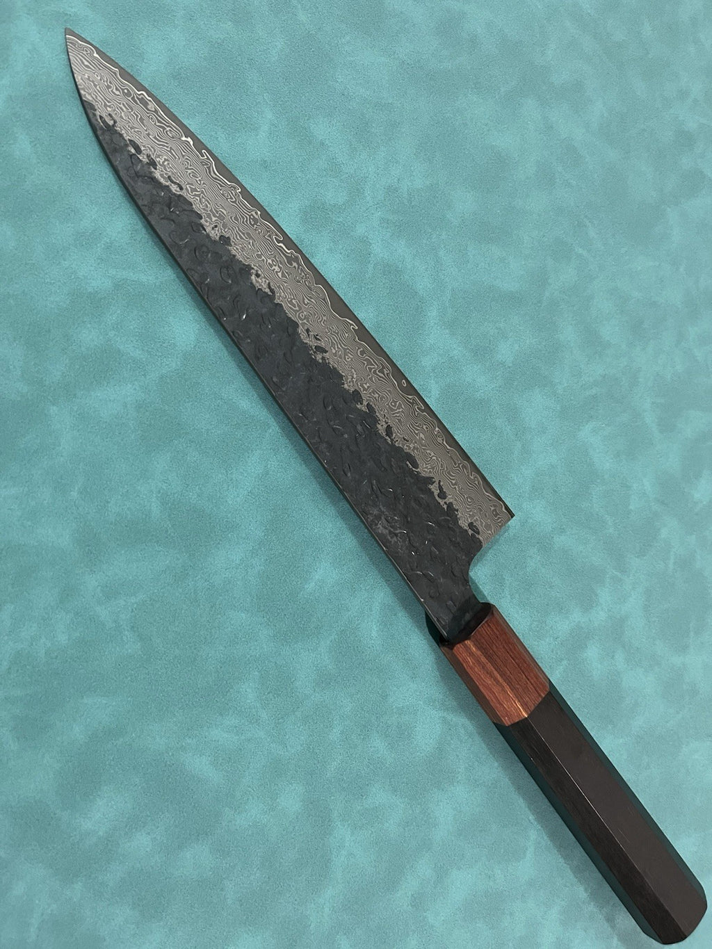 8" 210mm VG10 Damascus Hammered Gyuto Japanese Chef Knife Acid Wash Octagon wood