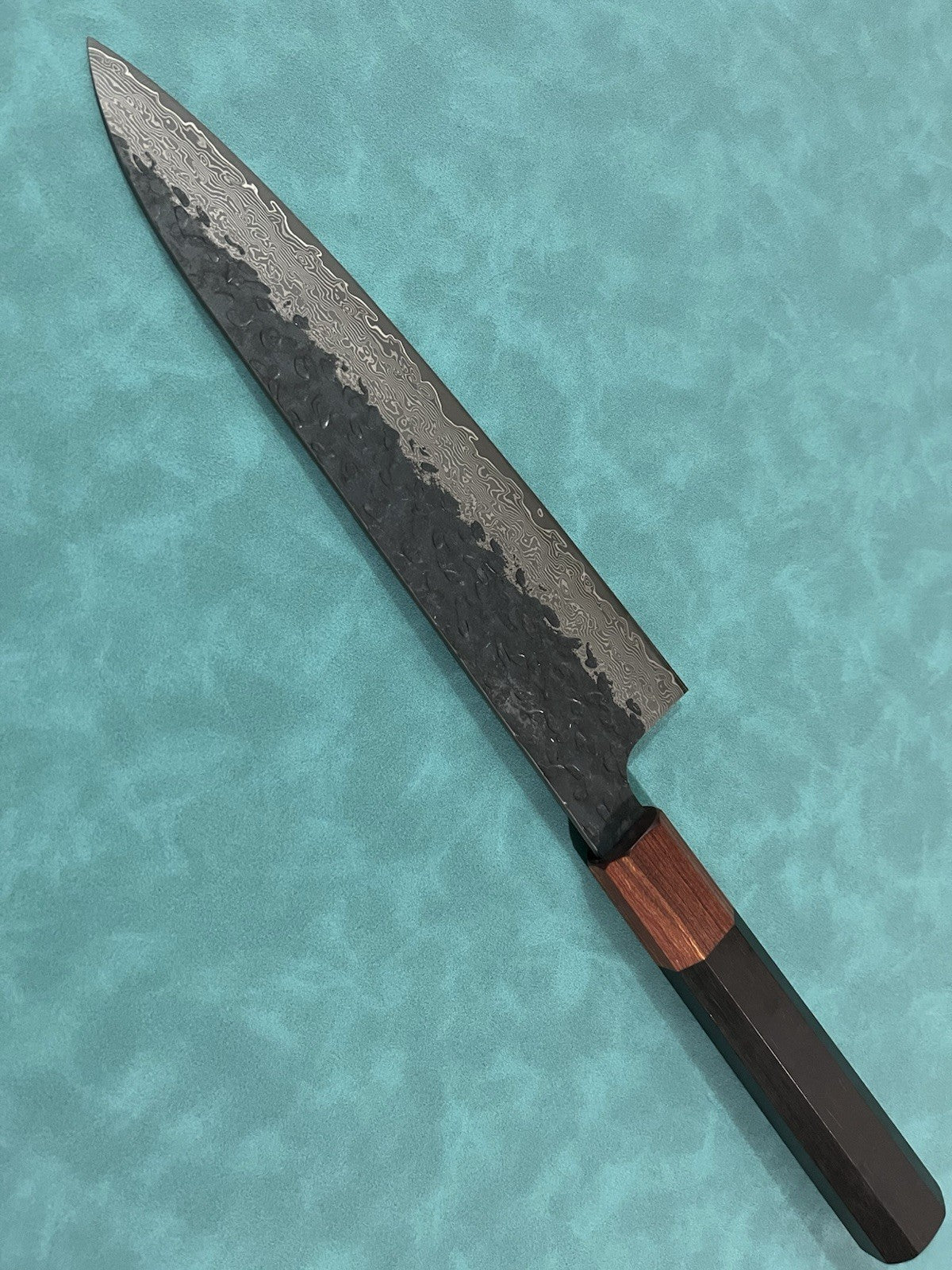 8" 210mm VG10 Damascus Hammered Gyuto Japanese Chef Knife Acid Wash Octagon wood