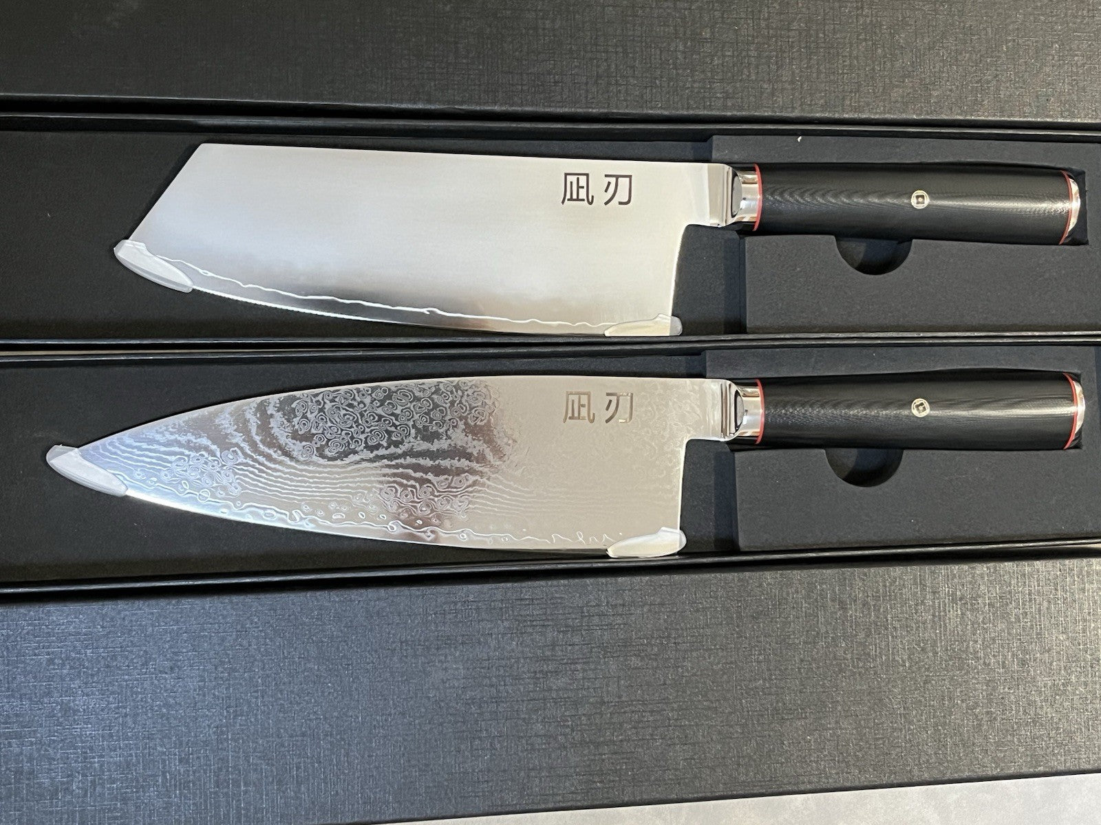 NAGIBA Japanese Chef Knife Set 8" S35VN Damascus Gyuto + 7" Bunka 10Cr15CoMoV
