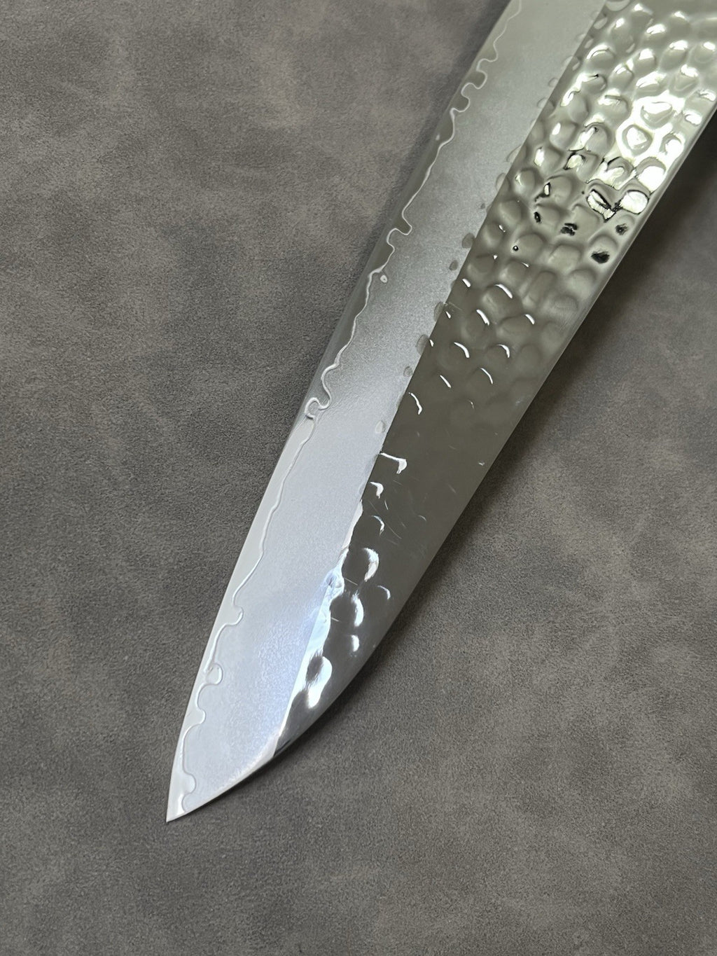240mm 9.5in Gyuto Chef Knife Stainless Steel Hammered Tsuchime Ebony Wood Handle