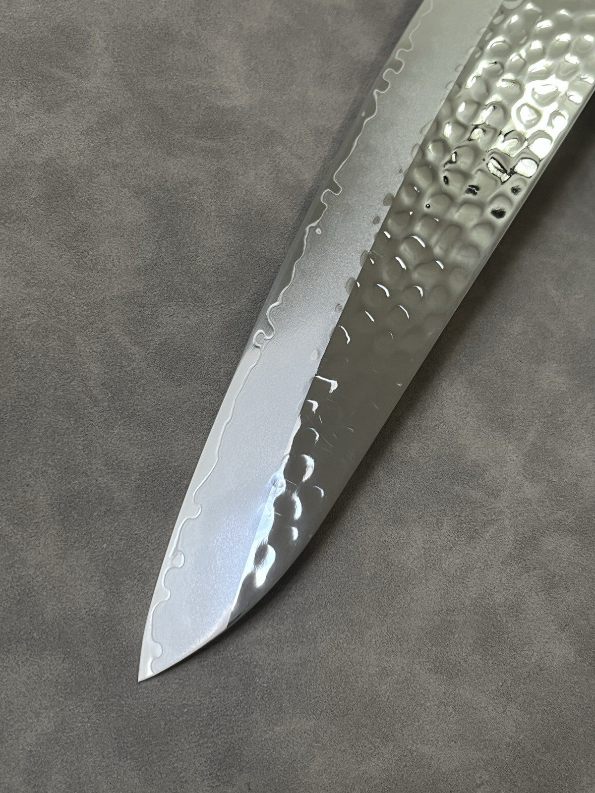 240mm 9.5in Gyuto Chef Knife Stainless Steel Hammered Tsuchime Ebony Wood Handle