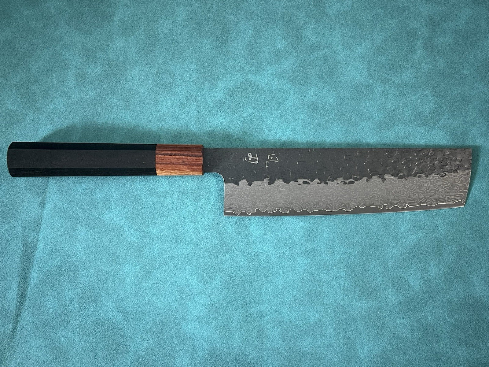 7" VG10 Damascus Nakiri Knife Hammered Japanese Cleaver Octagonal Wood Handle