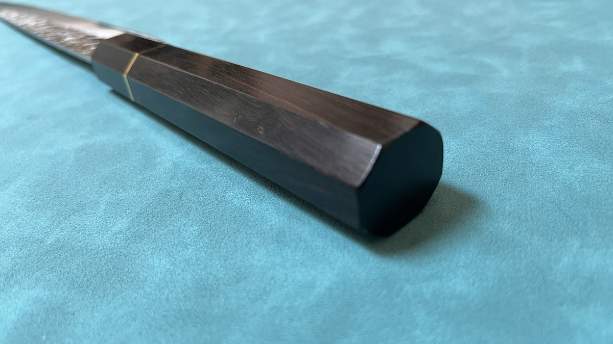 270mm 10.5in Sujihiki Slicing Knife 10Cr15 3-Layer Hammered Ebony Octagon Handle
