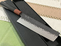 7" Nakiri Knife 9Cr18 Kurouchi Hammered Vegetable Cleaver Octagonal Wood Handle