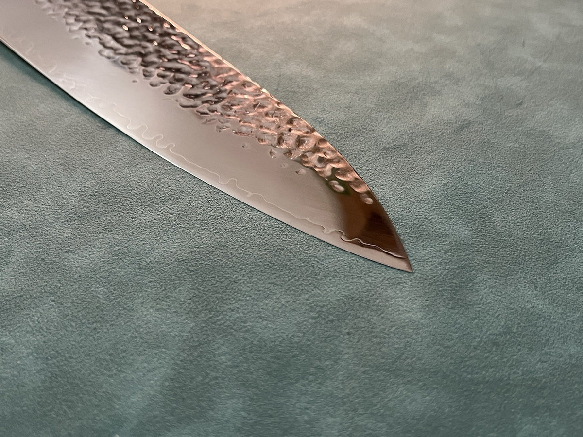 NAGIBA 240mm 9.5 Inch Gyuto Chef Knife Extra Wide 10Cr15 Hammered Ebony Handle