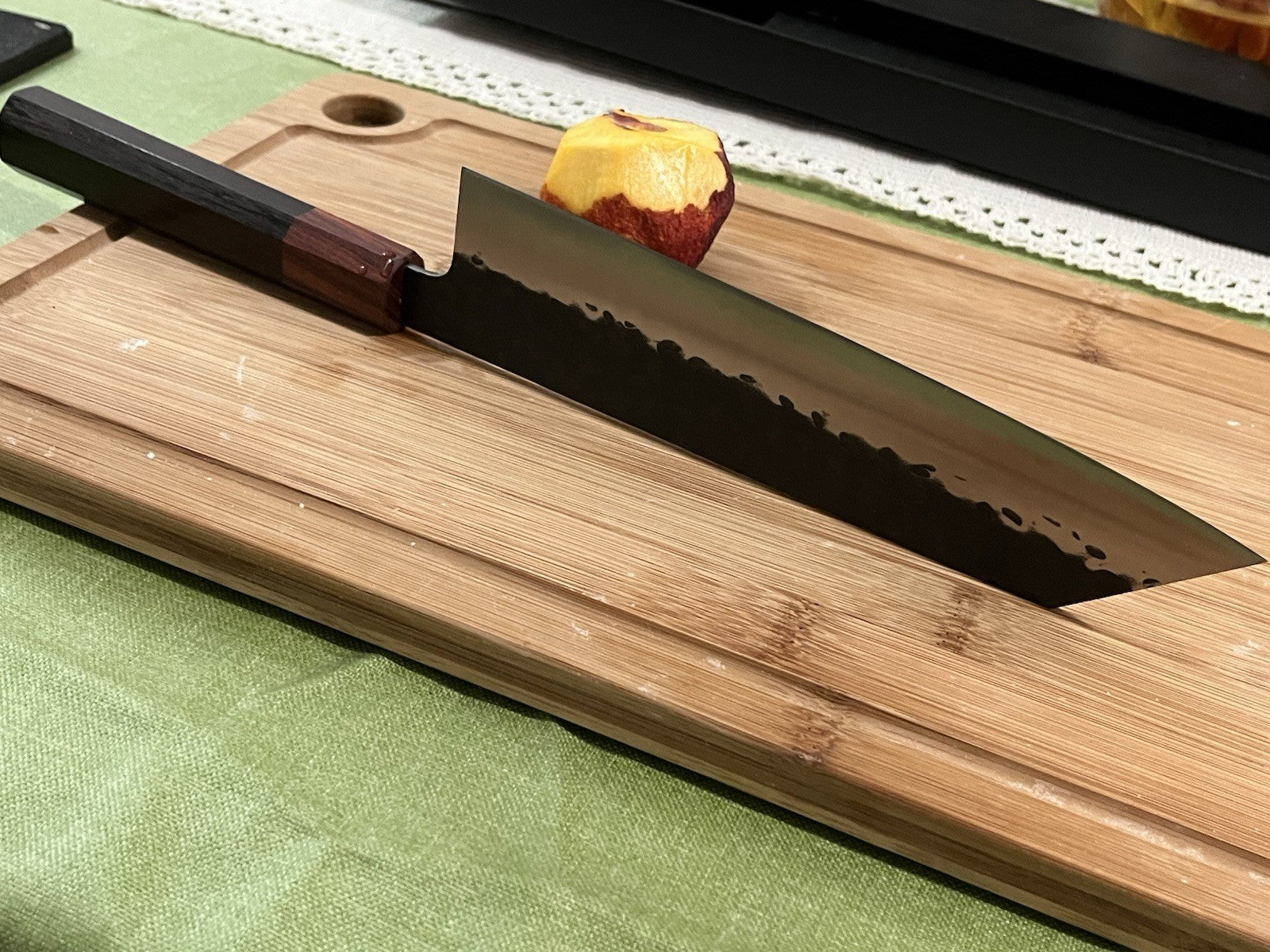 8" 210mm Kiritsuke Chef Knife Acid Etched Damascus VG10 Octagonal Wa Wood Handle