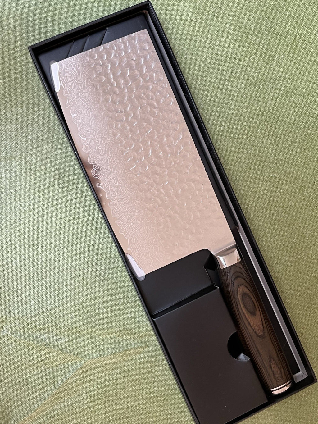 7 inch Chinese Chef Knife Cleaver Hammered Stainless Vegetable Meat Wood Handle