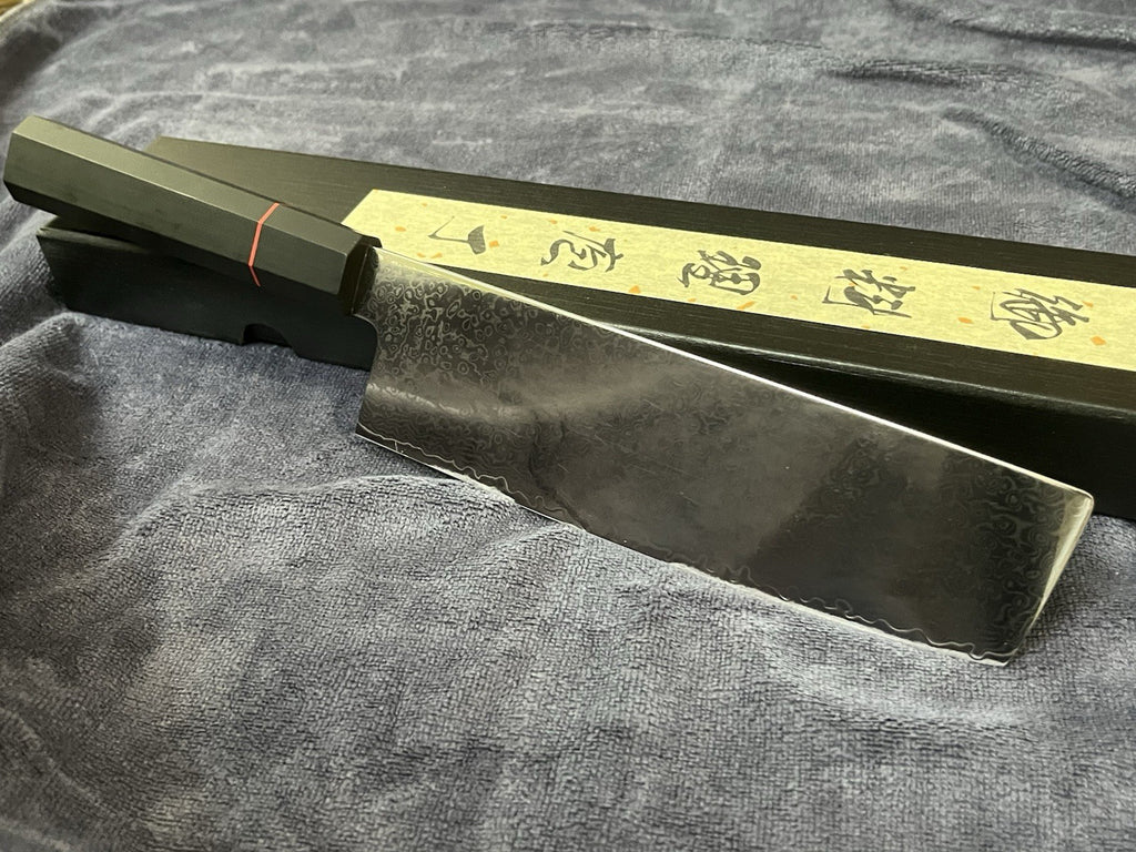 7" Kiritsuke Nakiri Chef Knife Damascus Pattern 9Cr18 Steel Mirror Polished G10