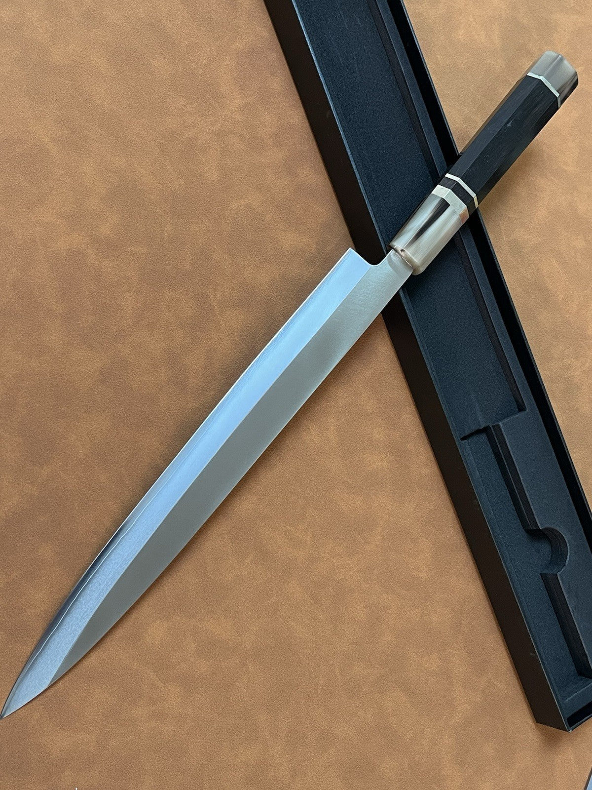 10.5" Yanagiba 270mm Sashimi Knife 10Cr15 Clad Steel Right Handed Ebony Urasuki