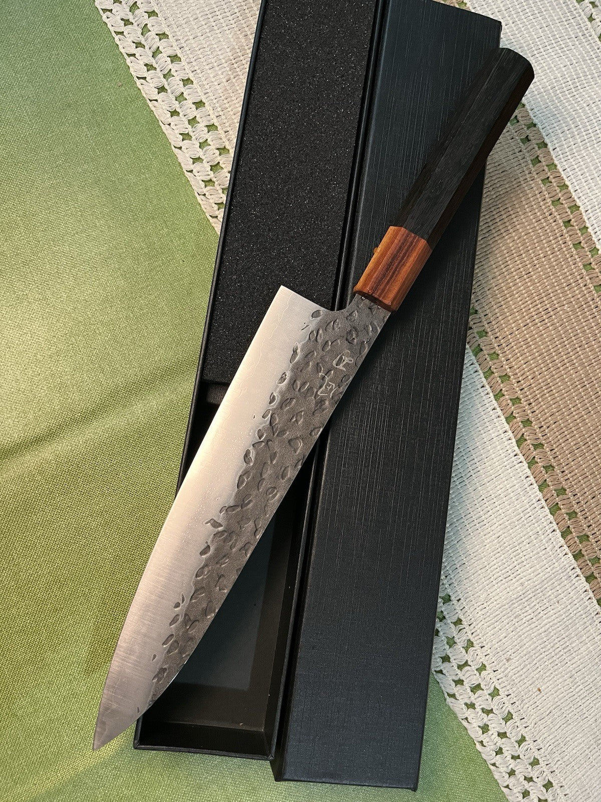 8" 210mm Gyuto Chef Knife 9Cr18MoV Hammered Tsuchime Wood Octagonal Wa Handle