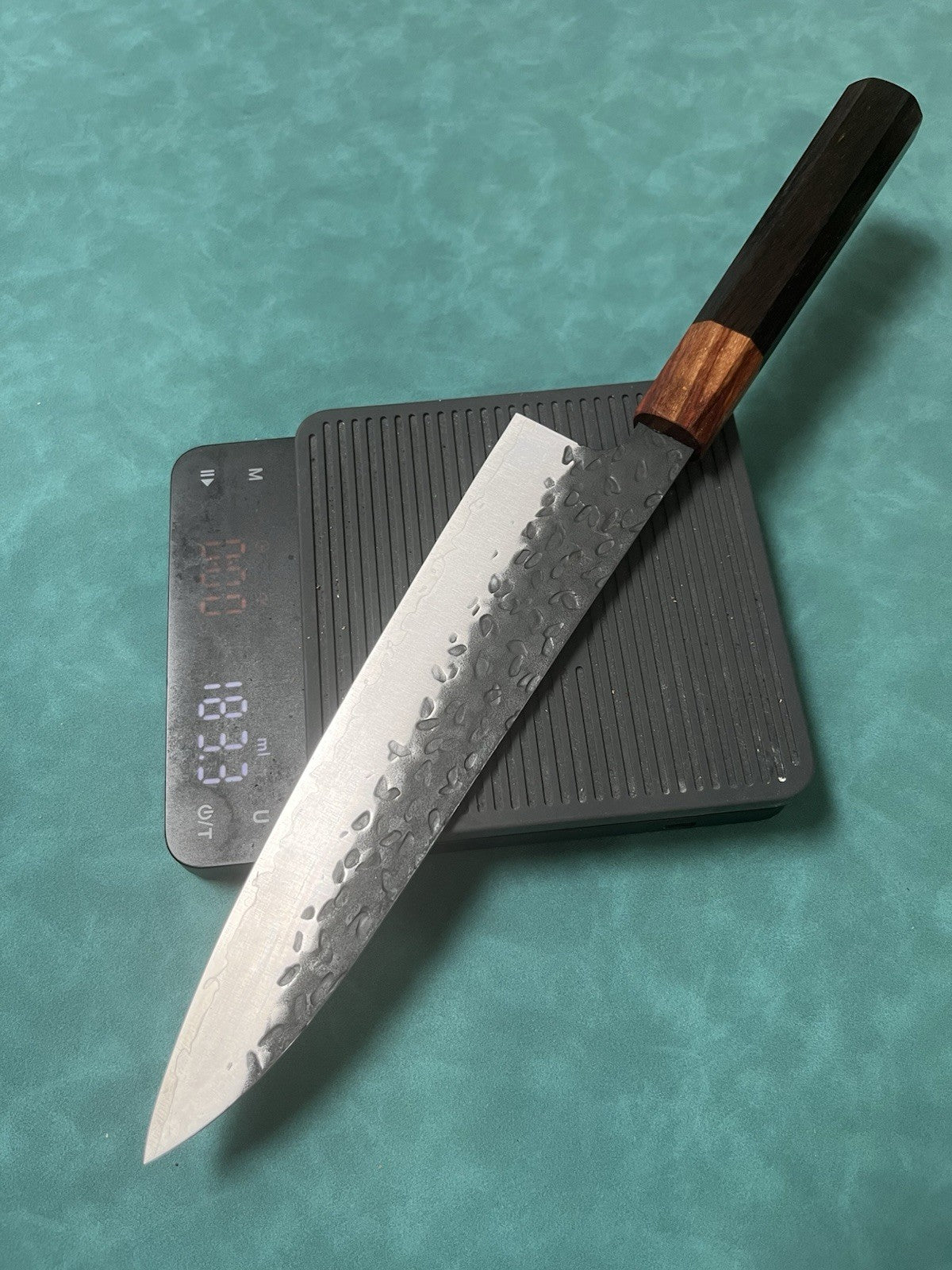 NAGIBA 4 PCS Gyuto Chef Knife 210mm 8" 9Cr Kurouchi Hammered Wood Handle