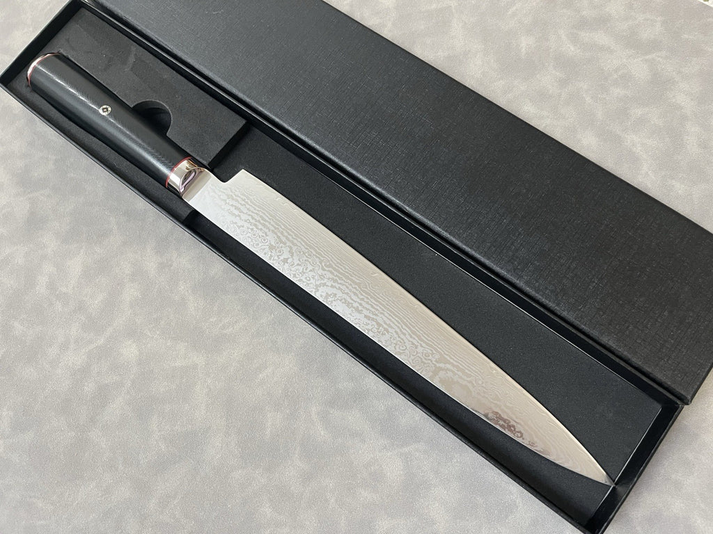 9.5" Sujihiki Slicer S35VN Powder Steel Damascus G10 Mosaic Pin Japanese Style