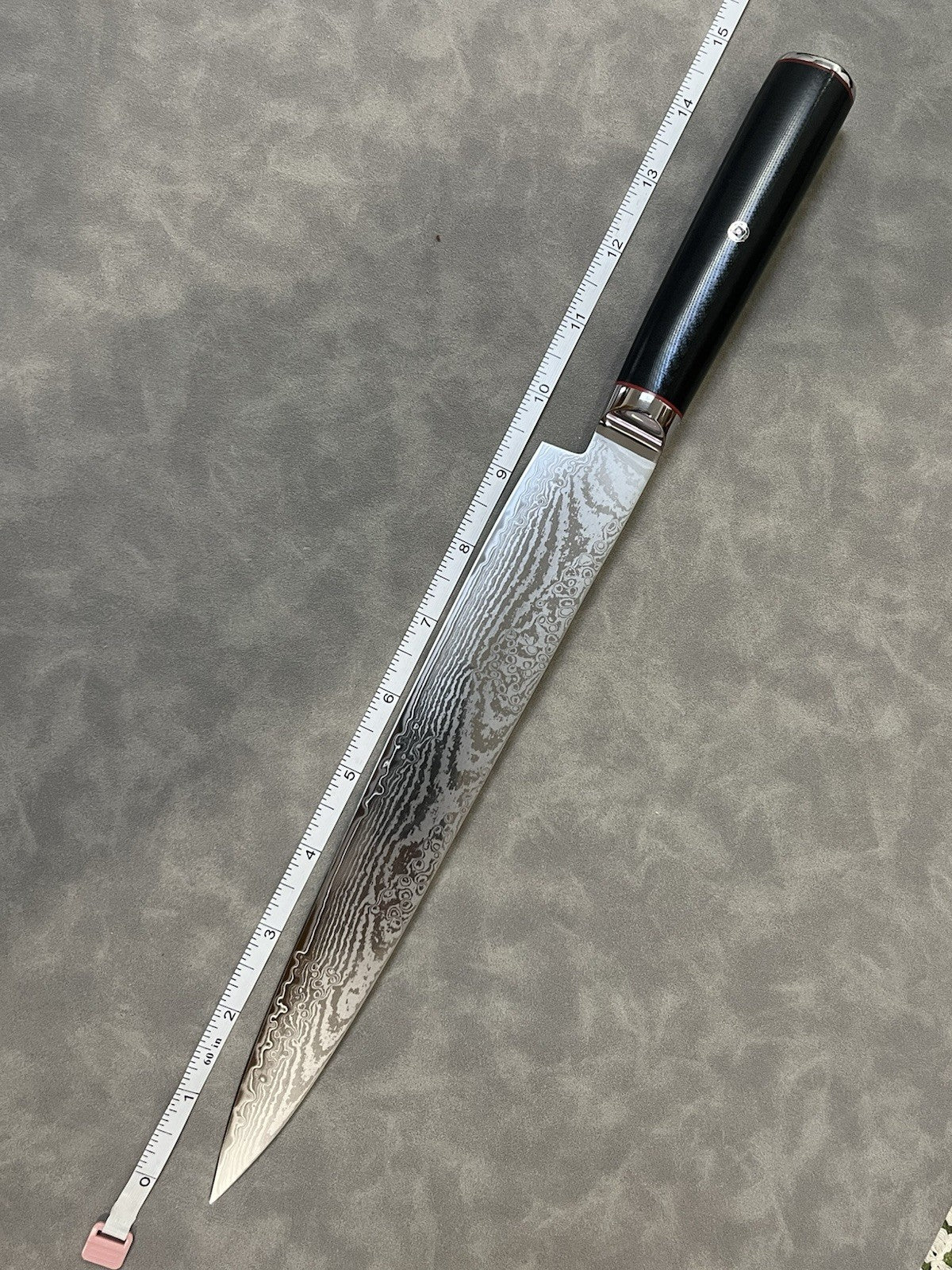 9.5" Sujihiki Slicer S35VN Powder Steel Damascus G10 Mosaic Pin Japanese Style