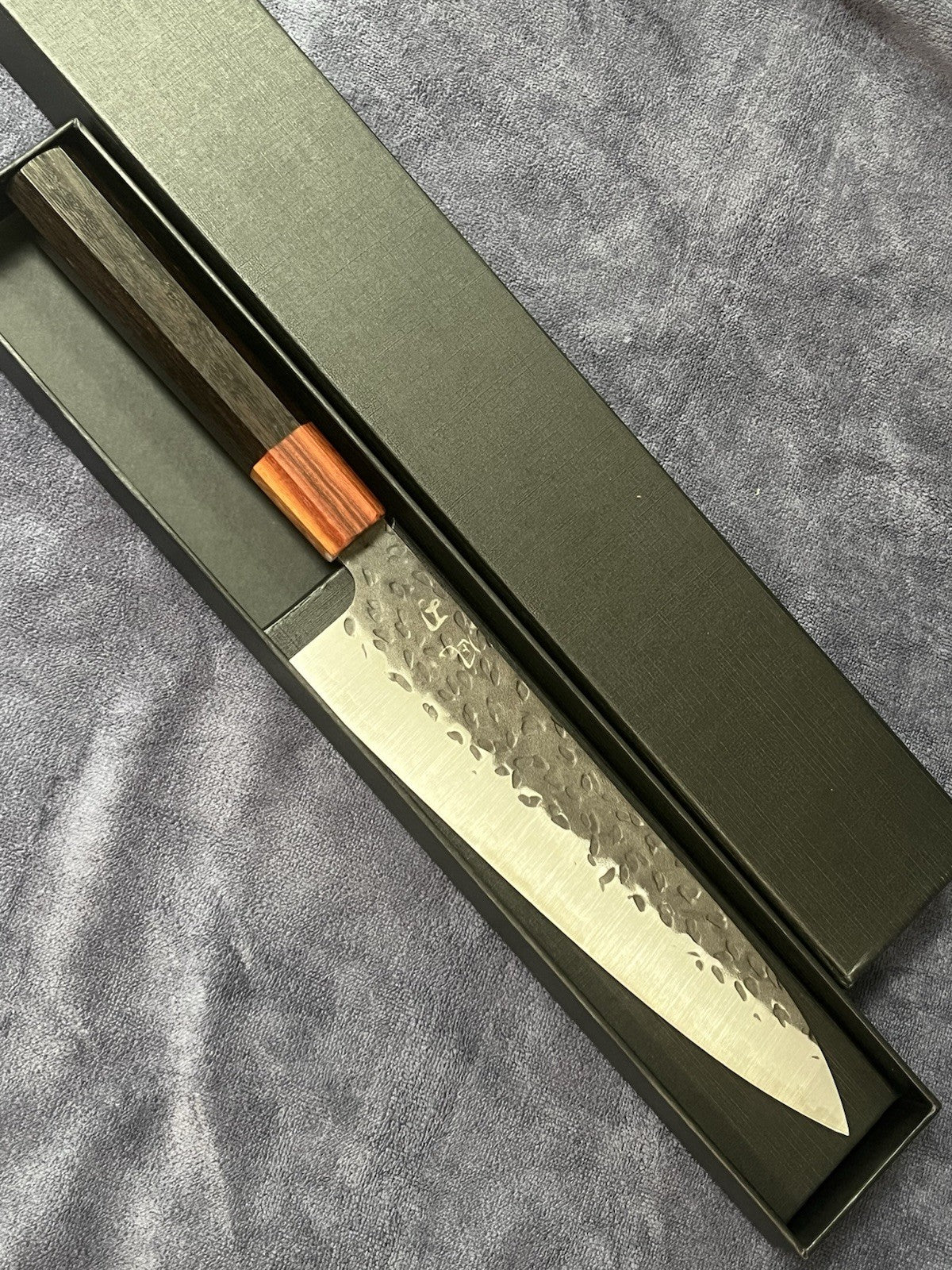 NAGIBA 4 PCS Gyuto Chef Knife 210mm 8" 9Cr Kurouchi Hammered Wood Handle