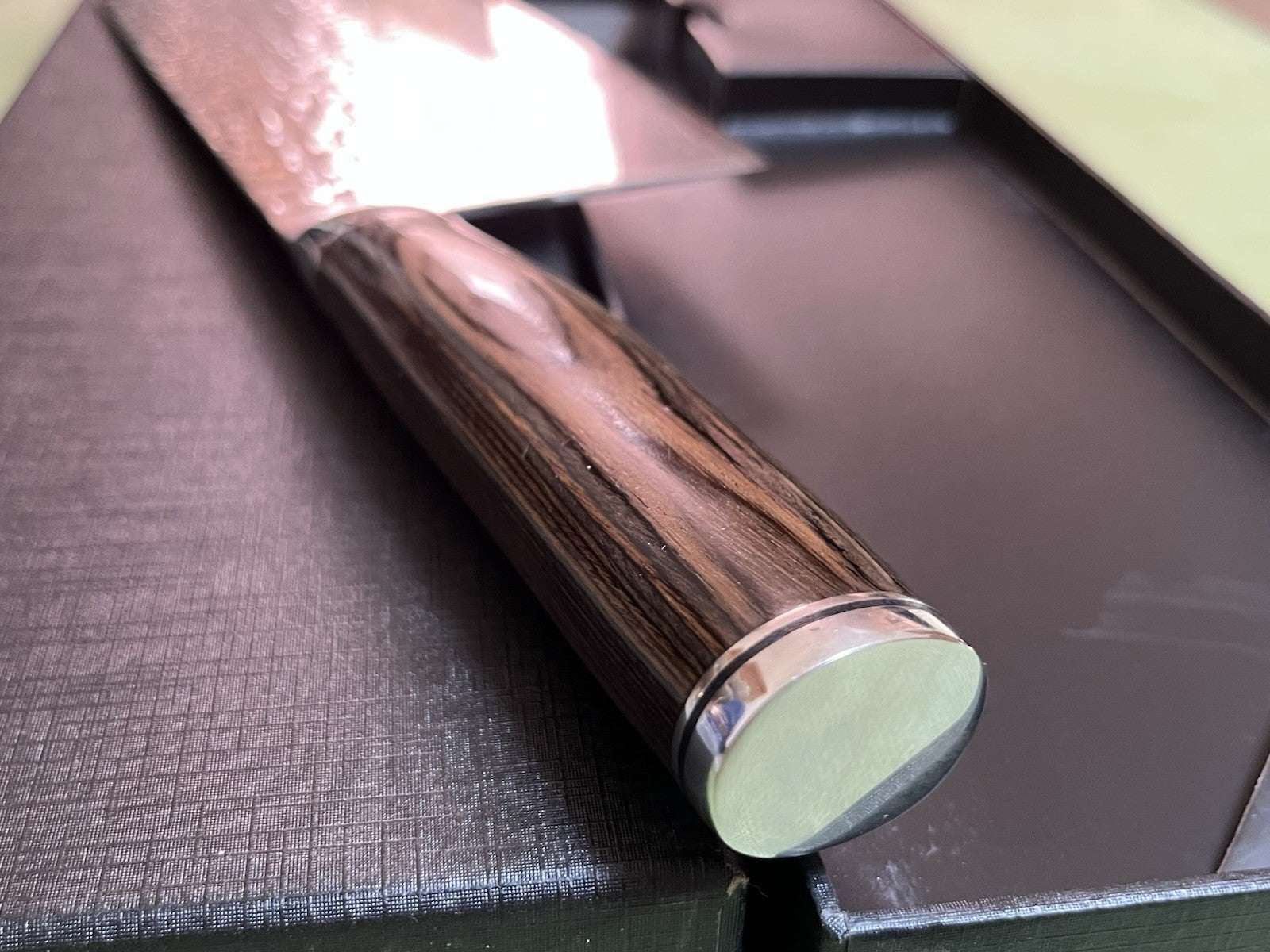 7 inch Chinese Chef Knife Cleaver Hammered Stainless Vegetable Meat Wood Handle