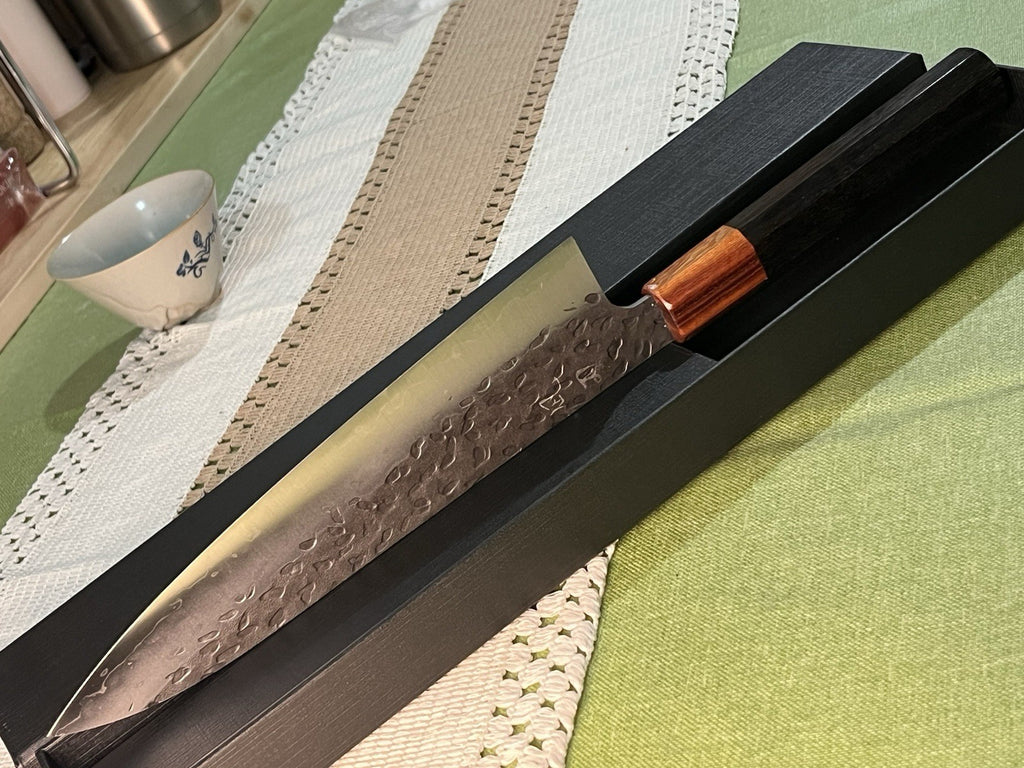 8" 210mm Gyuto Chef Knife 9Cr18MoV Hammered Tsuchime Wood Octagonal Wa Handle