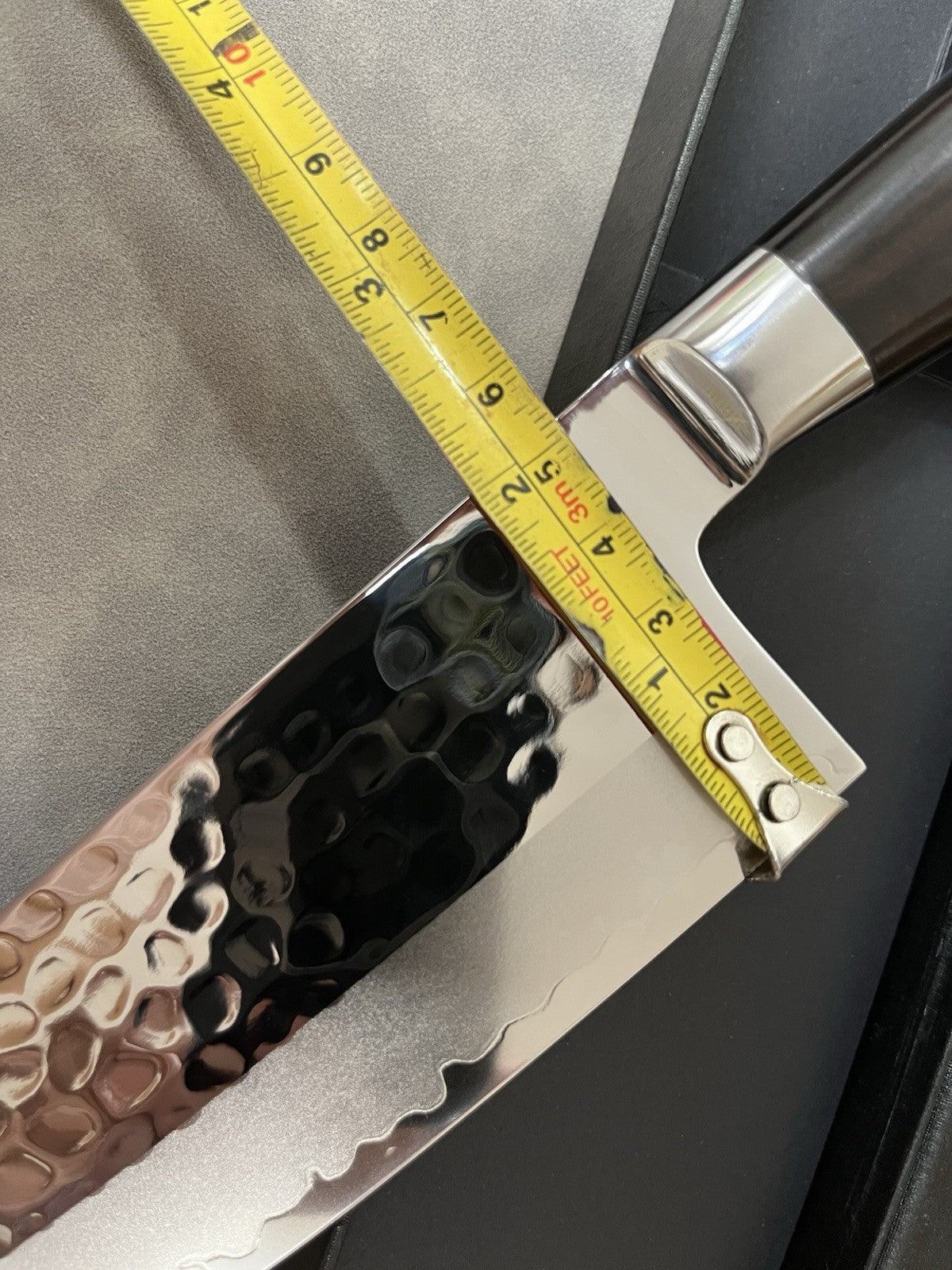 240mm 9.5in Gyuto Chef Knife Stainless Steel Hammered Tsuchime Ebony Wood Handle