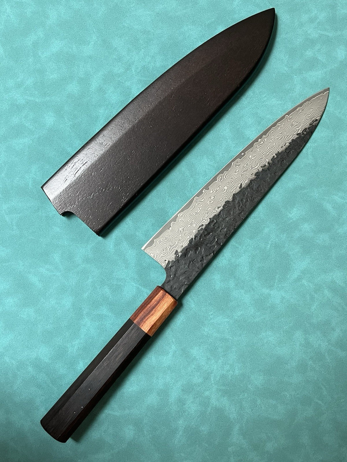 NAGIBA Gyuto Chef Knife 210mm/8.3" VG10 Damascus Blade + Magnetic Wood Saya