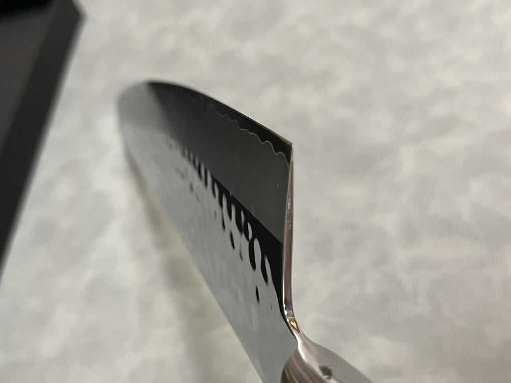 240mm 9.5in Gyuto Chef Knife Stainless Steel Hammered Tsuchime Ebony Wood Handle