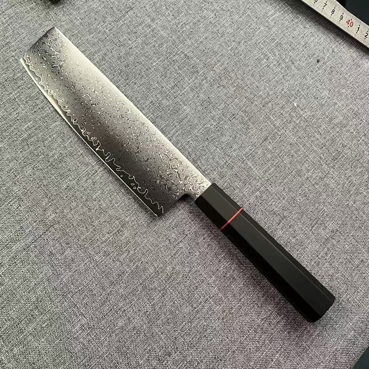 Japanese-Style Damascus Knife Set 3PC 8" Gyuto 7" Nakiri 180mm Santoku 9Cr Core