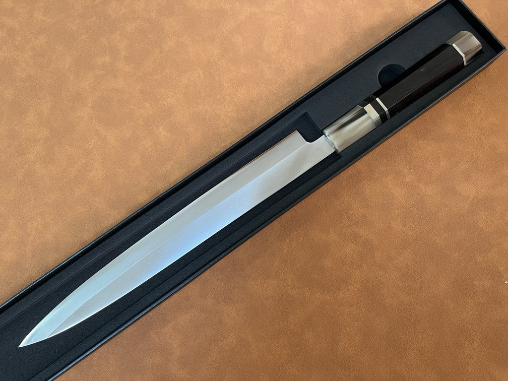 10.5" Yanagiba 270mm Sashimi Knife 10Cr15 Clad Steel Right Handed Ebony Urasuki