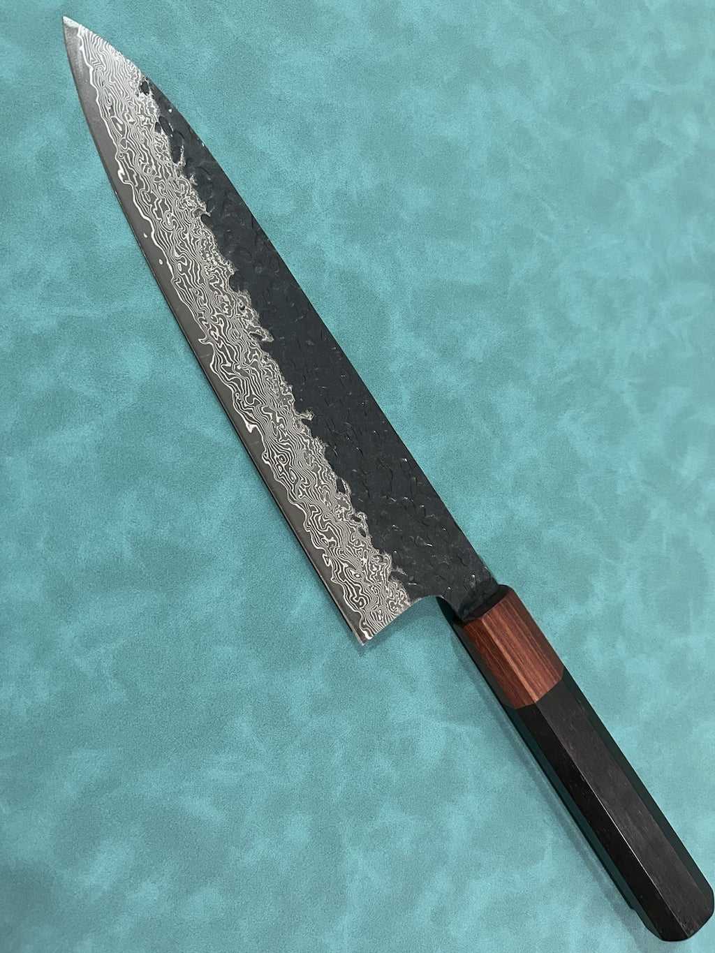 8" 210mm VG10 Damascus Hammered Gyuto Japanese Chef Knife Acid Wash Octagon wood