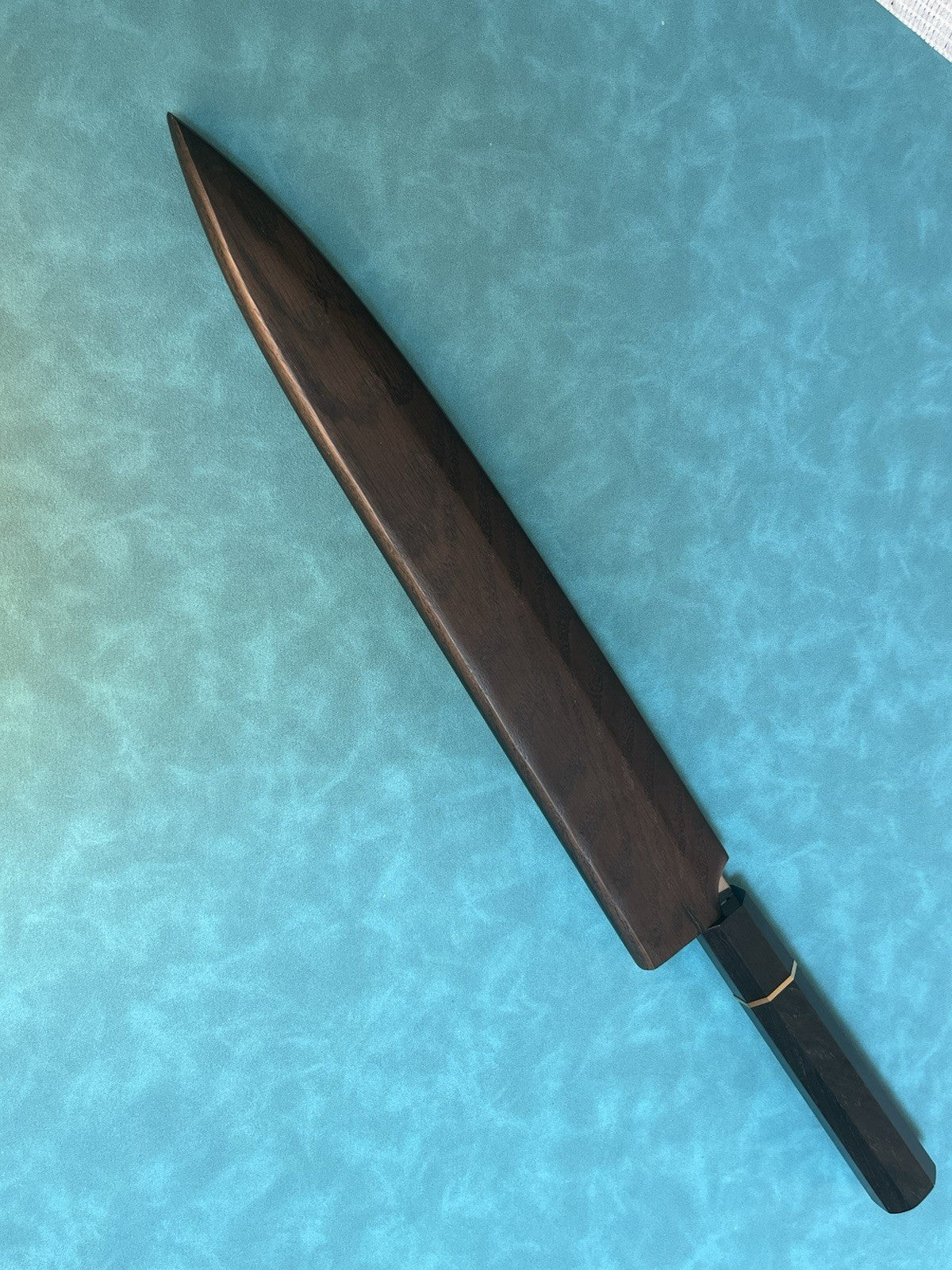 10.5 In 270mm Sujihiki Slicer Knife Hammered 10Cr Stainless Ebony Wa Handle Saya