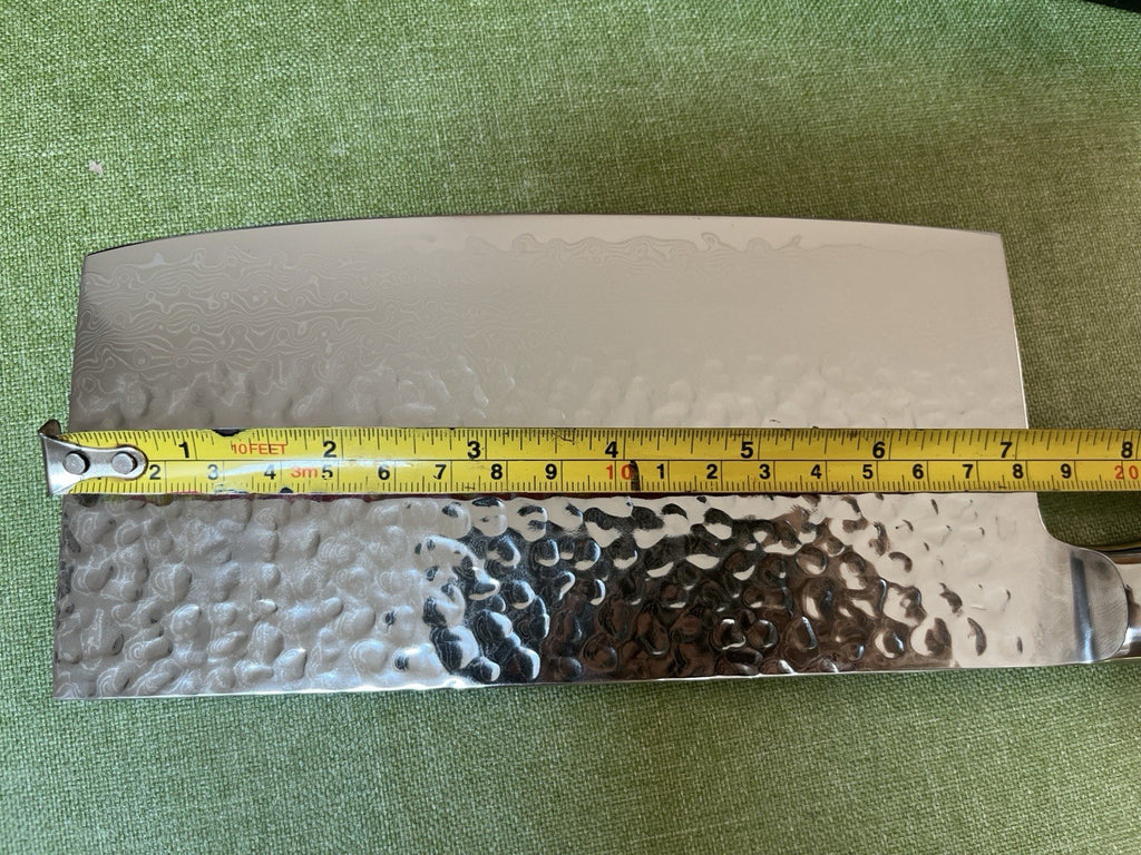 7 inch Chinese Chef Knife Cleaver Hammered Stainless Vegetable Meat Wood Handle