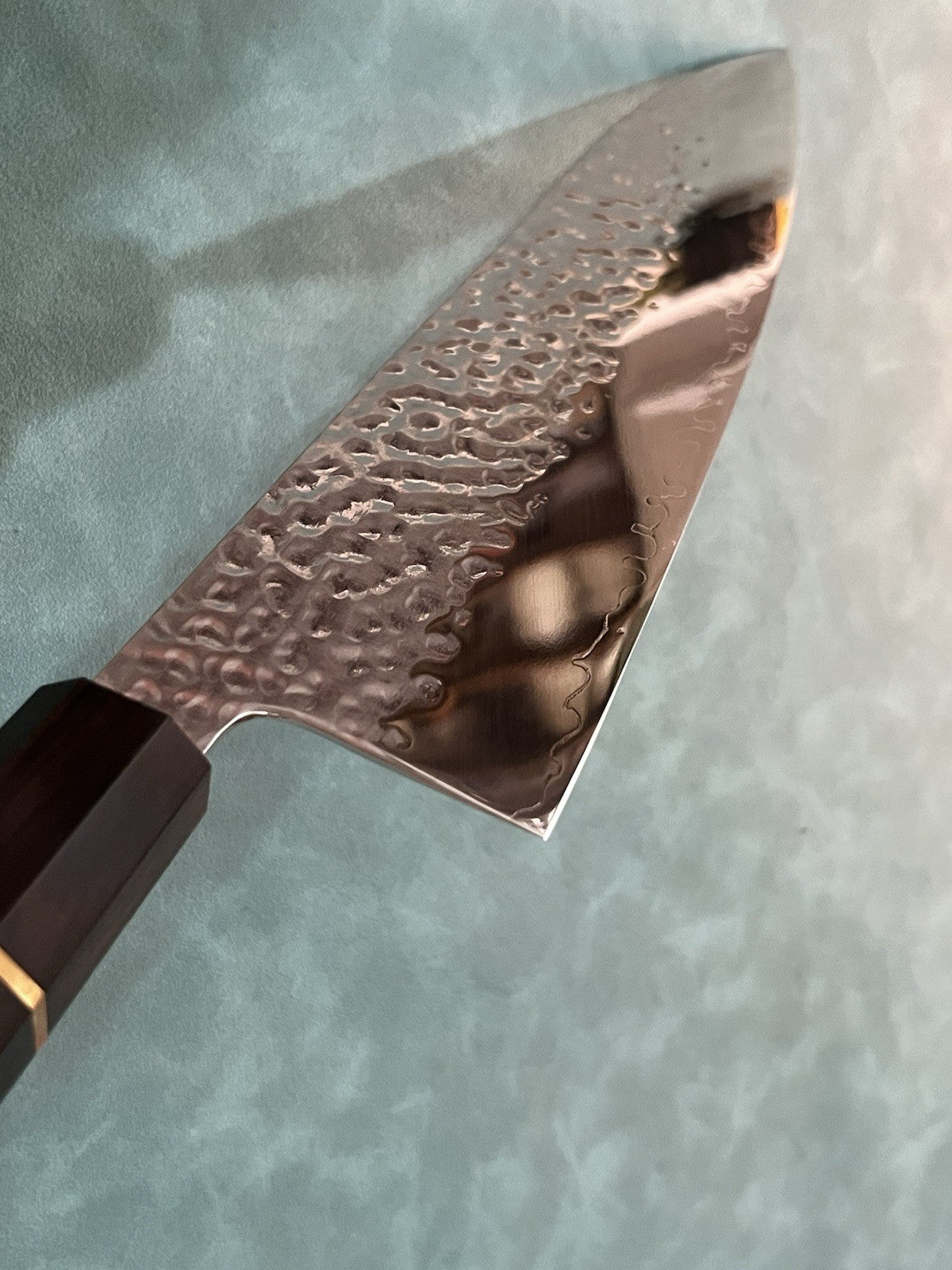 NAGIBA 240mm 9.5 Inch Gyuto Chef Knife Extra Wide 10Cr15 Hammered Ebony Handle