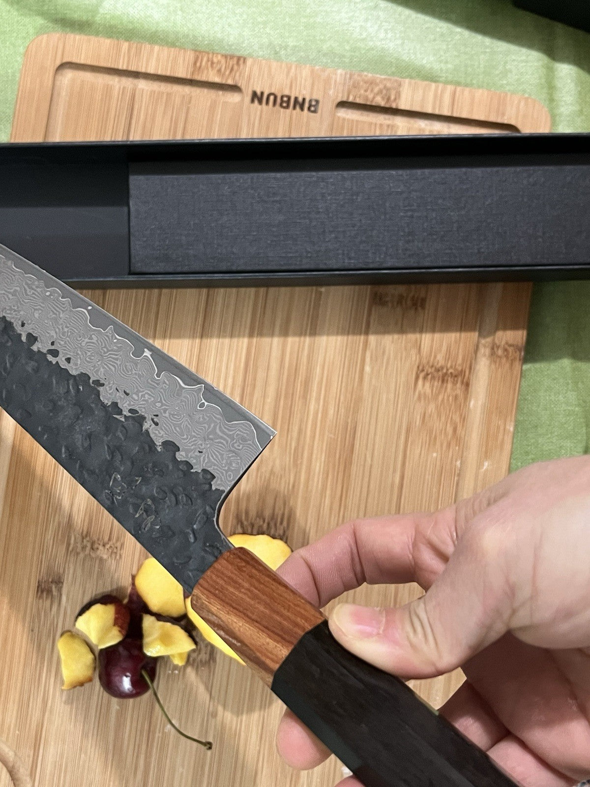 8" 210mm Kiritsuke Chef Knife Acid Etched Damascus VG10 Octagonal Wa Wood Handle