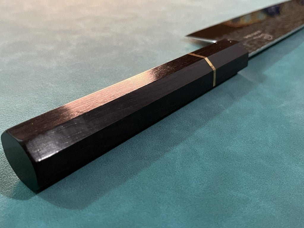 NAGIBA 240mm 9.5 Inch Gyuto Chef Knife Extra Wide 10Cr15 Hammered Ebony Handle