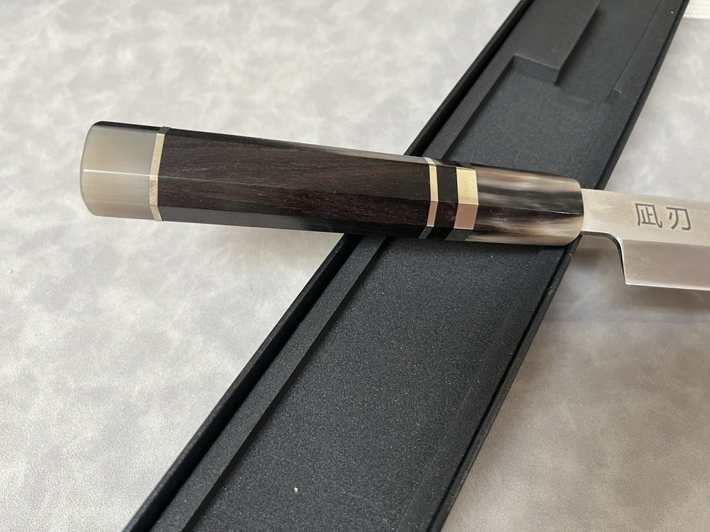 NAGIBA Yanagiba Sashimi Knife 300mm 12" 10Cr15 Clad Ebony Buffalo Horn Handle