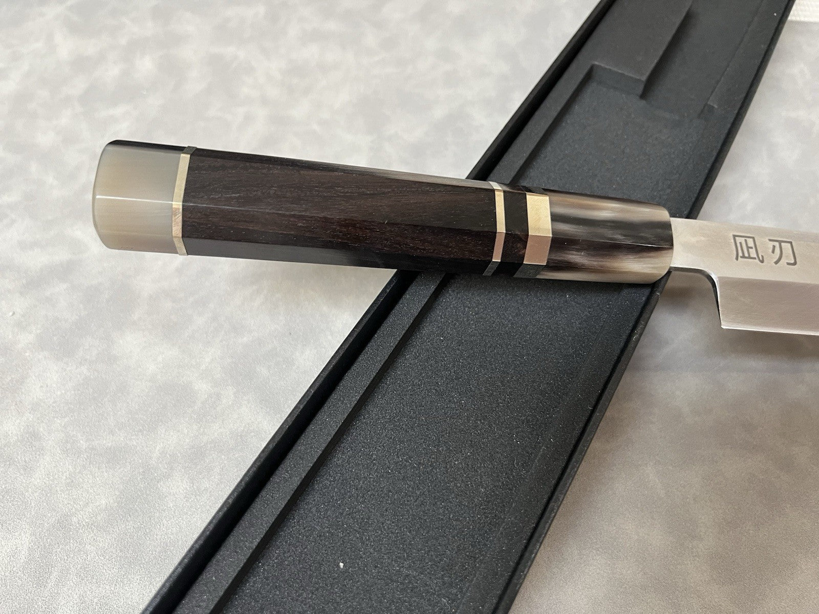NAGIBA Yanagiba Sashimi Knife 300mm 12" 10Cr15 Clad Ebony Buffalo Horn Handle