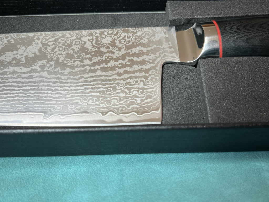 8" 200mm S35VN Powder Steel Damascus Wide Gyuto Chef Knife G10 Mosaic Pin