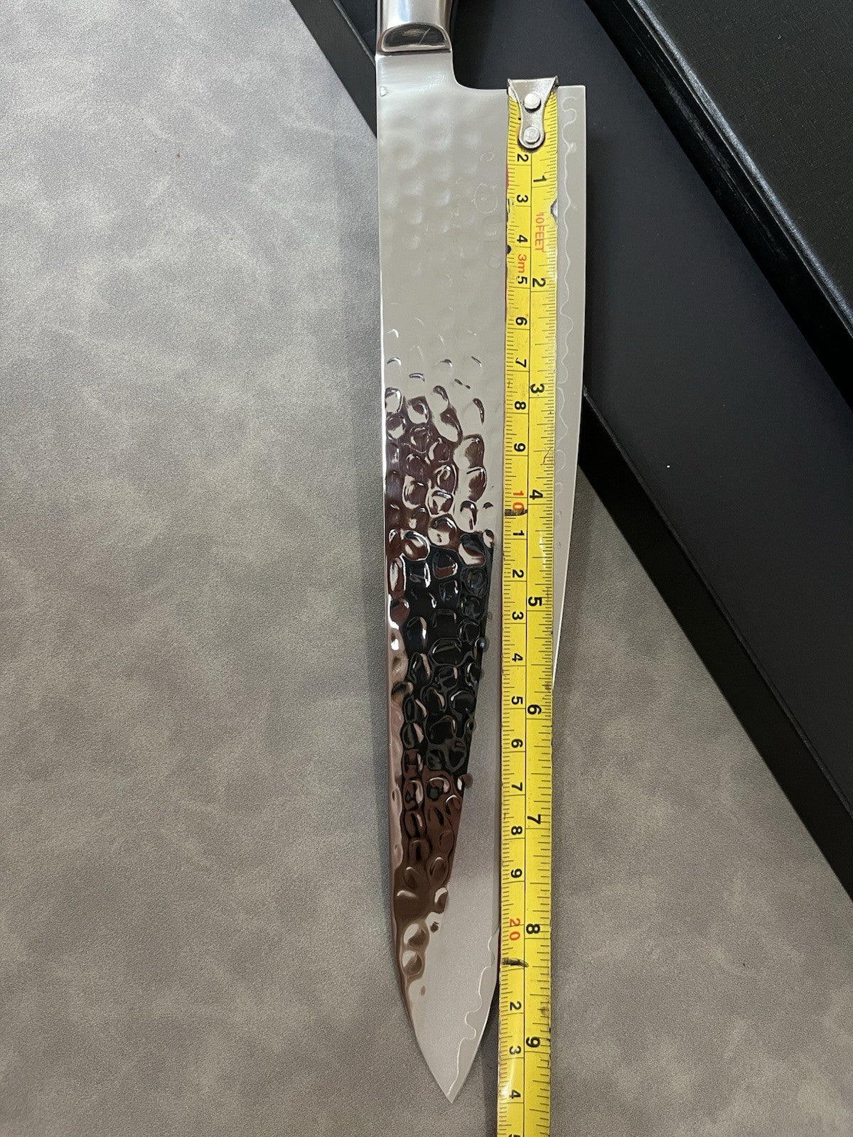 240mm 9.5in Gyuto Chef Knife Stainless Steel Hammered Tsuchime Ebony Wood Handle