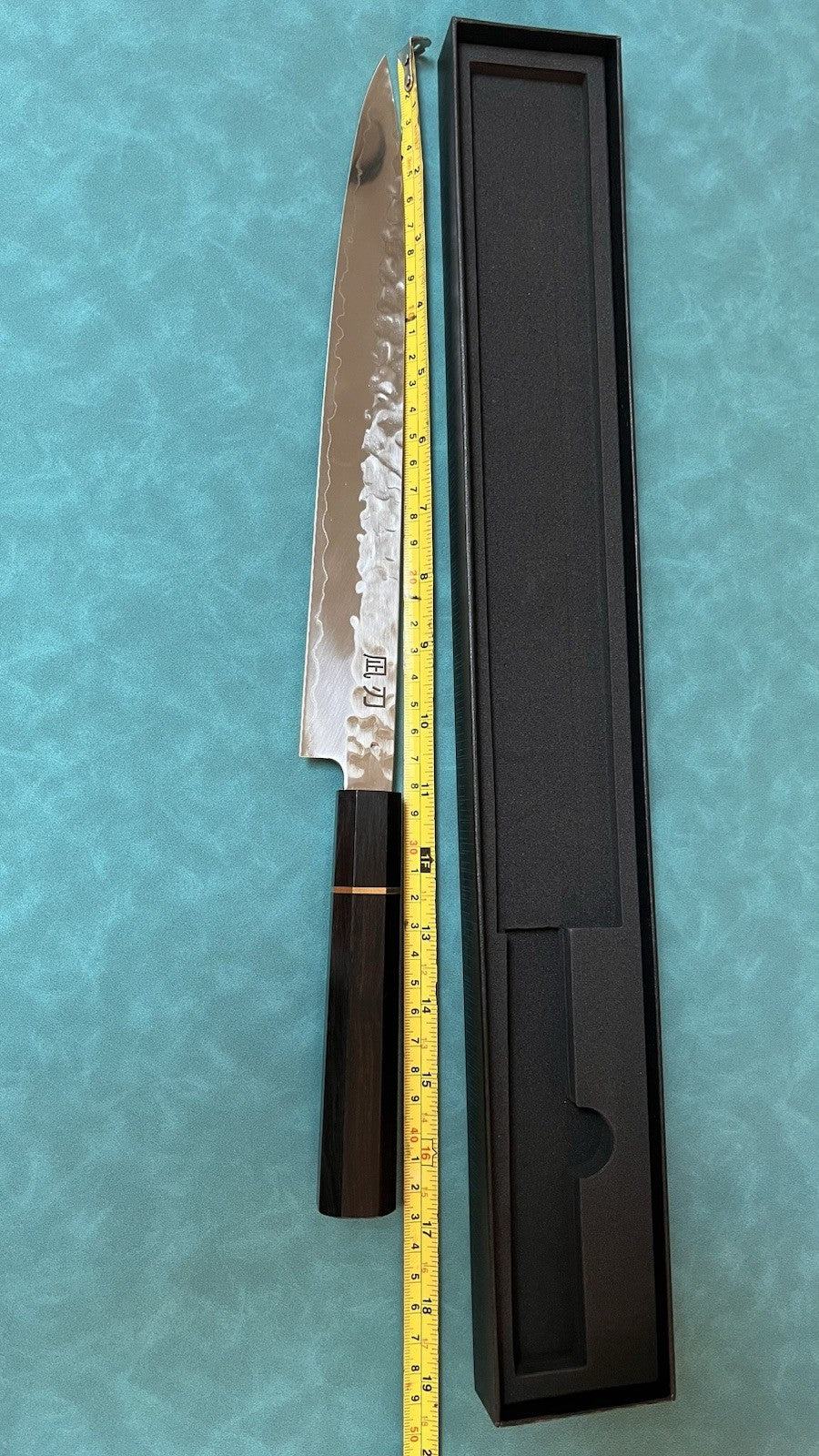 270mm 10.5in Sujihiki Slicing Knife 10Cr15 3-Layer Hammered Ebony Octagon Handle