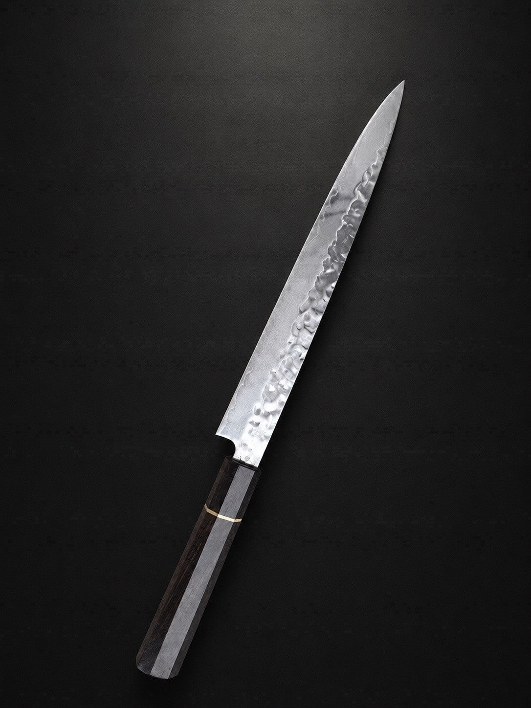 270mm 10.5in Sujihiki Slicing Knife 10Cr15 3-Layer Hammered Ebony Octagon Handle