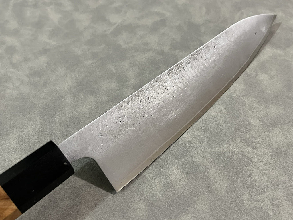 210mm 8" Gyuto Chef Knife Stainless Steel Nashiji Olive Wood Octagonal w/ Saya