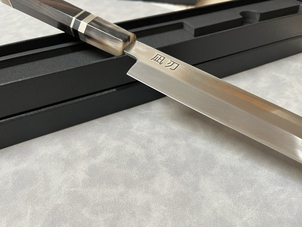 NAGIBA Yanagiba Sashimi Knife 300mm 12" 10Cr15 Clad Ebony Buffalo Horn Handle
