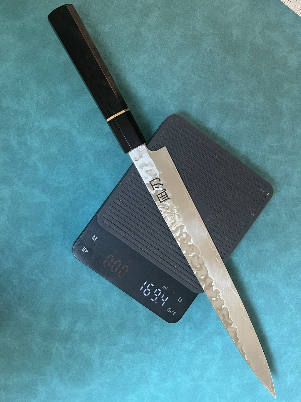 10.5 In 270mm Sujihiki Slicer Knife Hammered 10Cr Stainless Ebony Wa Handle Saya